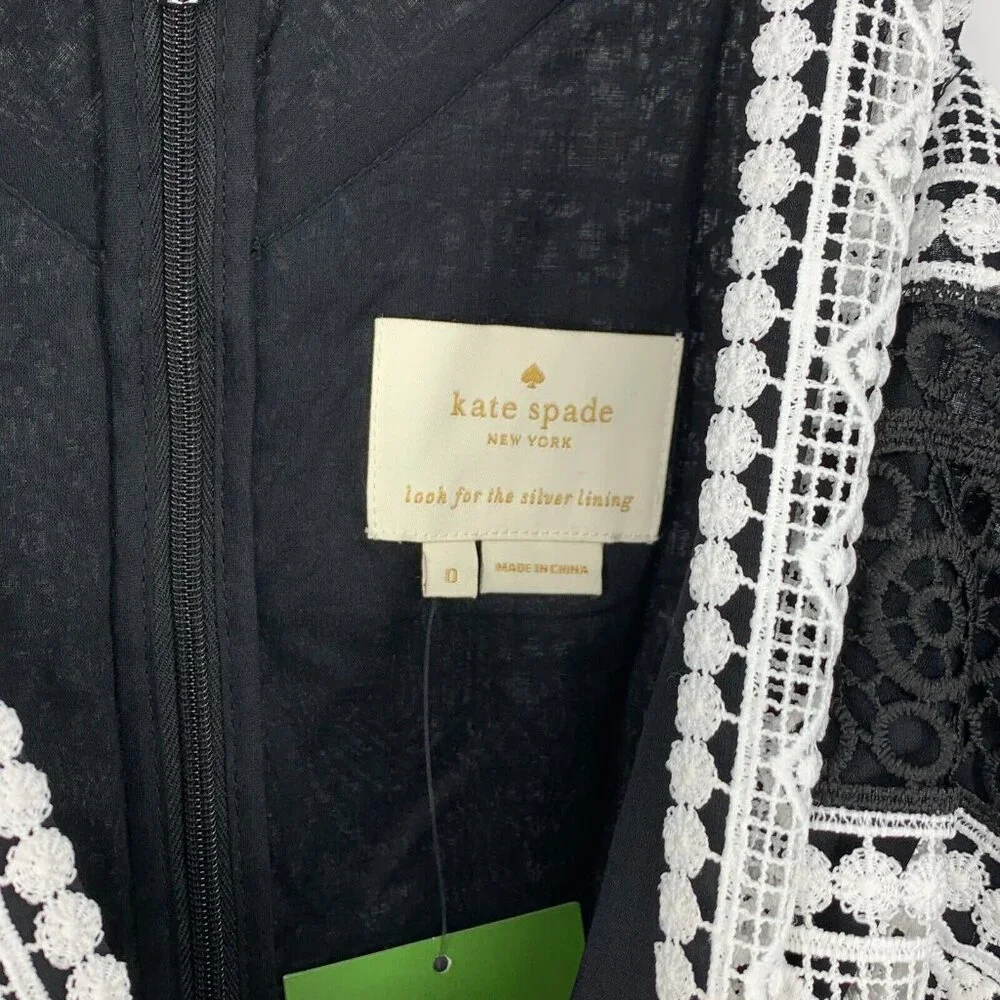 Kate Spade Dress Scenic Route Colorblock Lace Black V Neck NWT